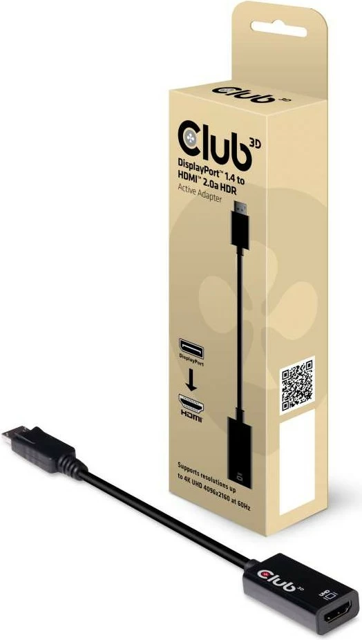 Adapter za DisplayPort v HDMI Club3D, 4K 60Hz, HDR, črn
