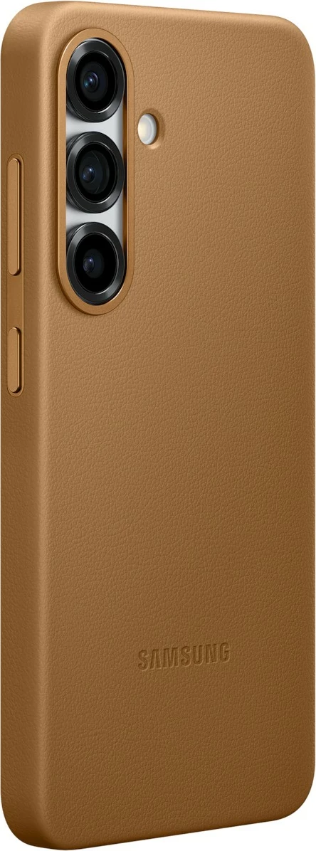 Ovitek za Samsung Galaxy S25 Kindsuit, umetno usnje, camel
