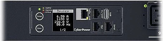 Upravljiv PDU z upravljanimi izhodi, CyberPower PDU81405, vertikalen 0U, vhod 32A, 21× C13, 3× C19, SNMP, črn