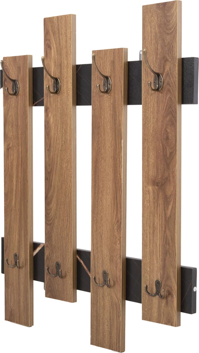 Stenska obešalnik iz melamina, črni marmor in naravno les WESSON FH8940.15, 64x4x79 cm