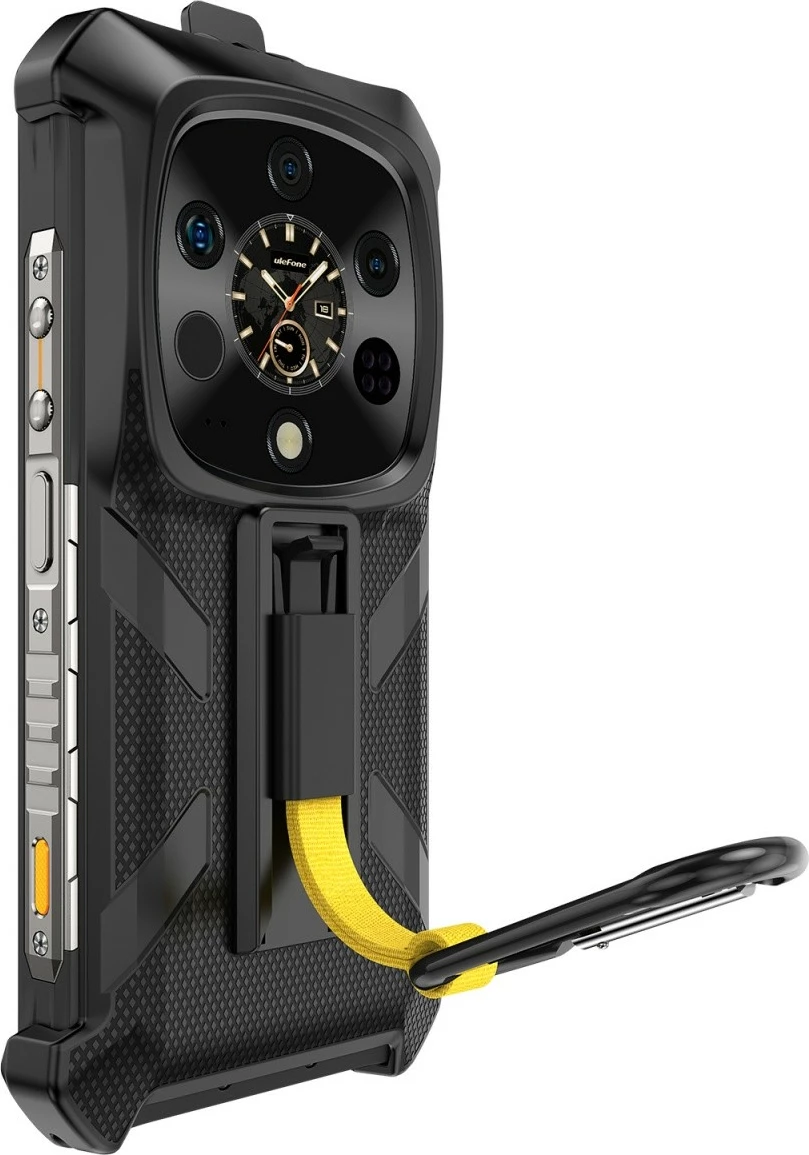 Multifunkcijski ovitek za Ulefone Armor 28 Ultra/28 Ultra Thermal, plastika, s karabinom in sponko, črn