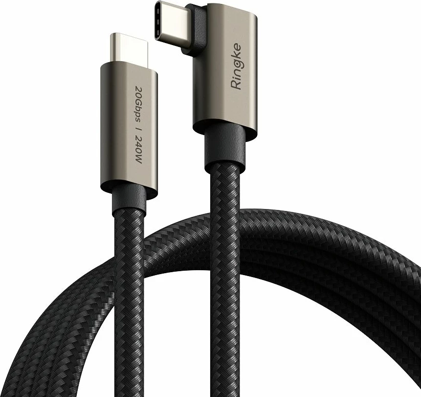 Kabel USB-C 3.2 Gen 2x2, 1 m, 240 W, Power Delivery 3.1, Ringke, črn