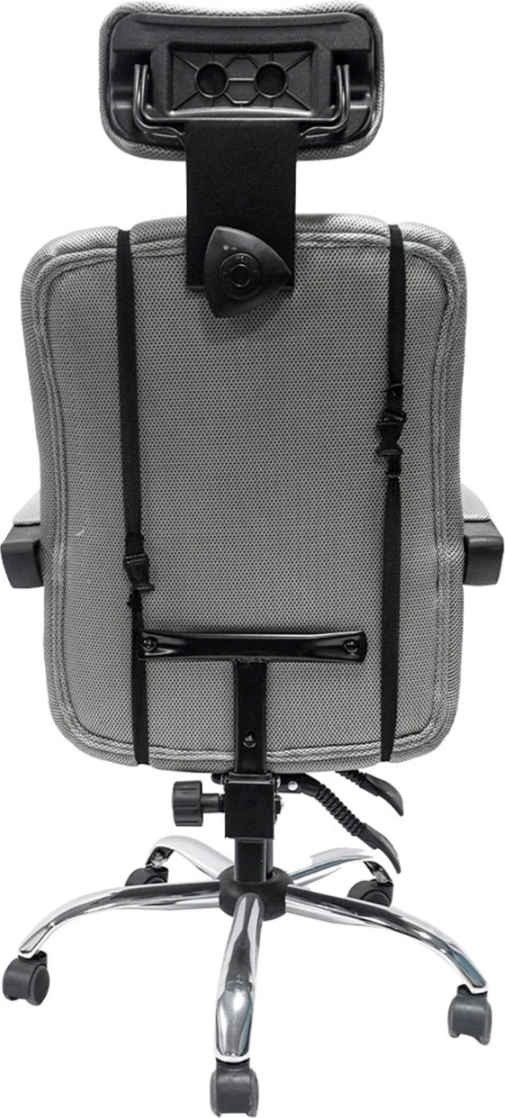 Pisaniški stol CRONER FH1196.02 sivo mrežasto-kromirano kovinsko podnožje-črn najlonski okvir 58x54x120Hcm