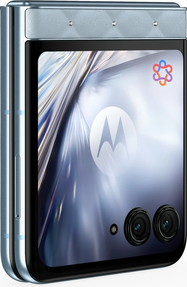 Zložljiv pametni telefon z luksuznim Swarovski dizajnom Motorola razr60 + slušalke Buds Loop, Swarovski Edition, moder