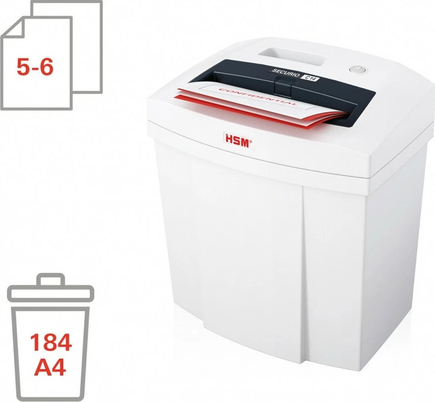 Uničevalnik dokumentov HSM SECURIO C14, cross-cut 4x25 mm, 20 l, bel