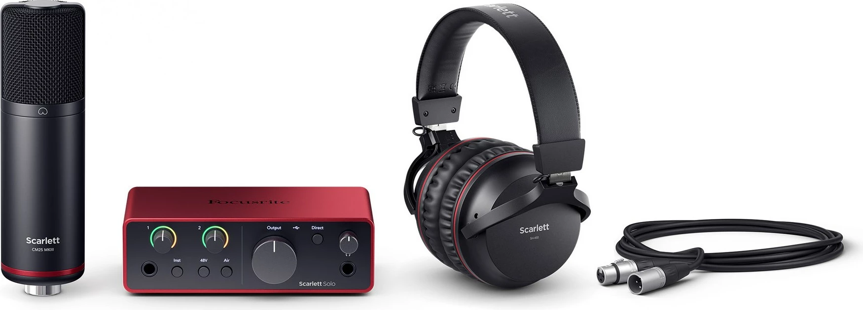 Audio komplet z USB vmesnikom, mikrofonom in slušalkami, rdeč, Focusrite Scarlett Solo Studio