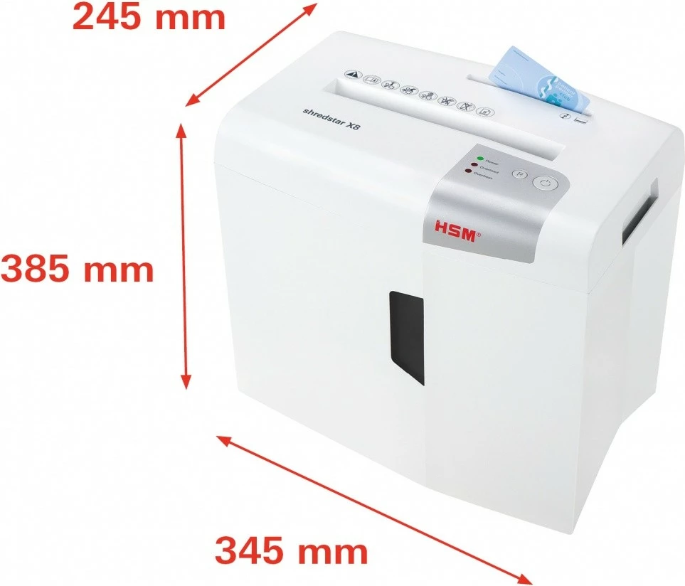 Škatlasta rezalnica dokumentov HSM shredstar X8, 18 L, prečni rez, bela