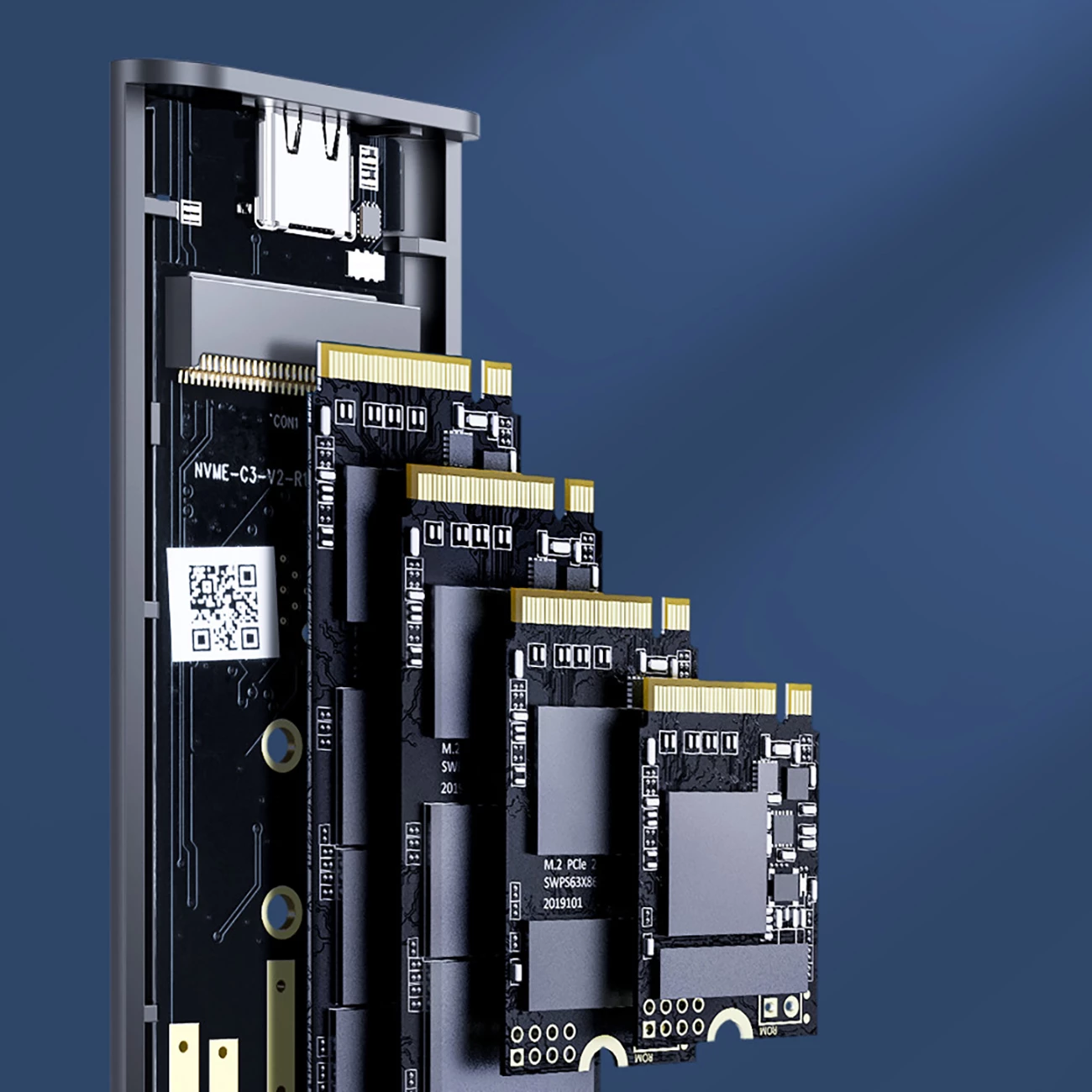 Računalniško ohišje za M.2 NVMe Orico AM2C3-G2, USB-C 3.2, sivo