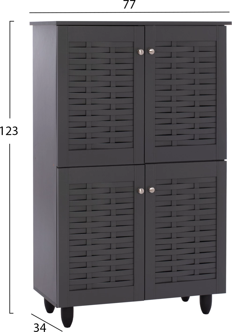 Omara za čevlje KABIRA FH2210.10 4-vratna melaminska v temno sivi barvi 77x34x123Hcm