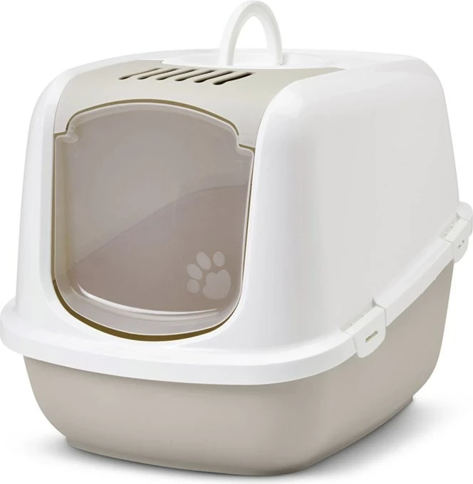 Pokrita mačja posoda SAVIC Nestor Jumbo, 66,5 x 48,5 x 46,5 cm, 1 kos, bela-rjava