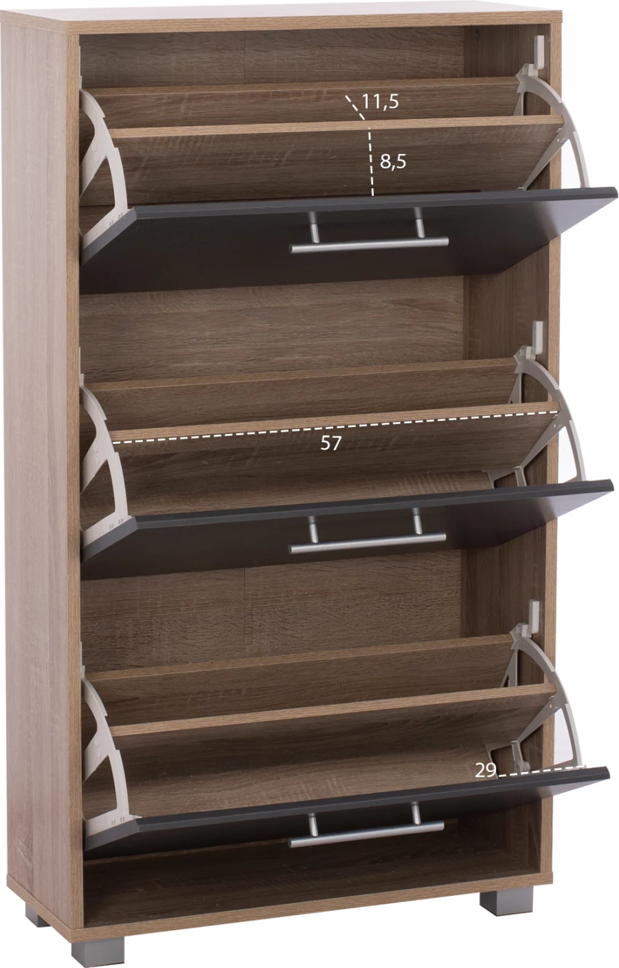 Lesena omara za čevlje DAVINA FH2221.04 sonama-siva 3 položaji 62x24x110 cm