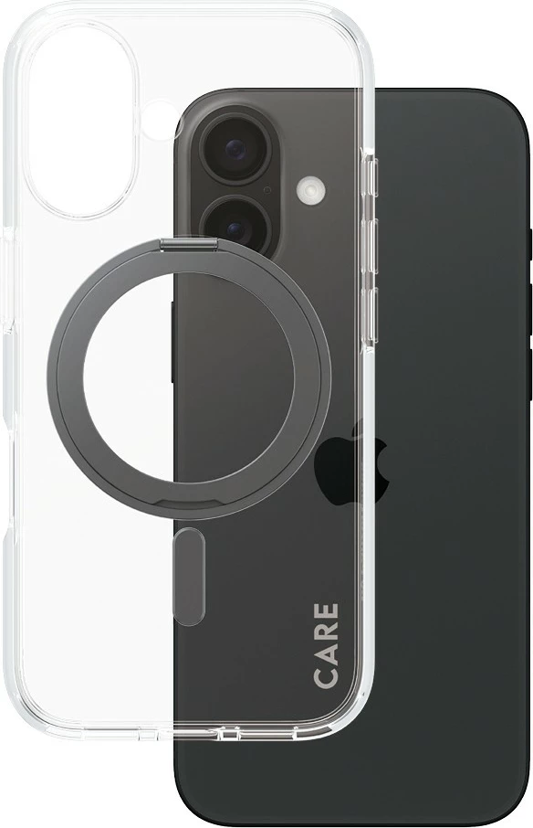Prozoren ovitek PanzerGlass CARE Case, iPhone 16, MagSAFE, stojalo (Kickstand)