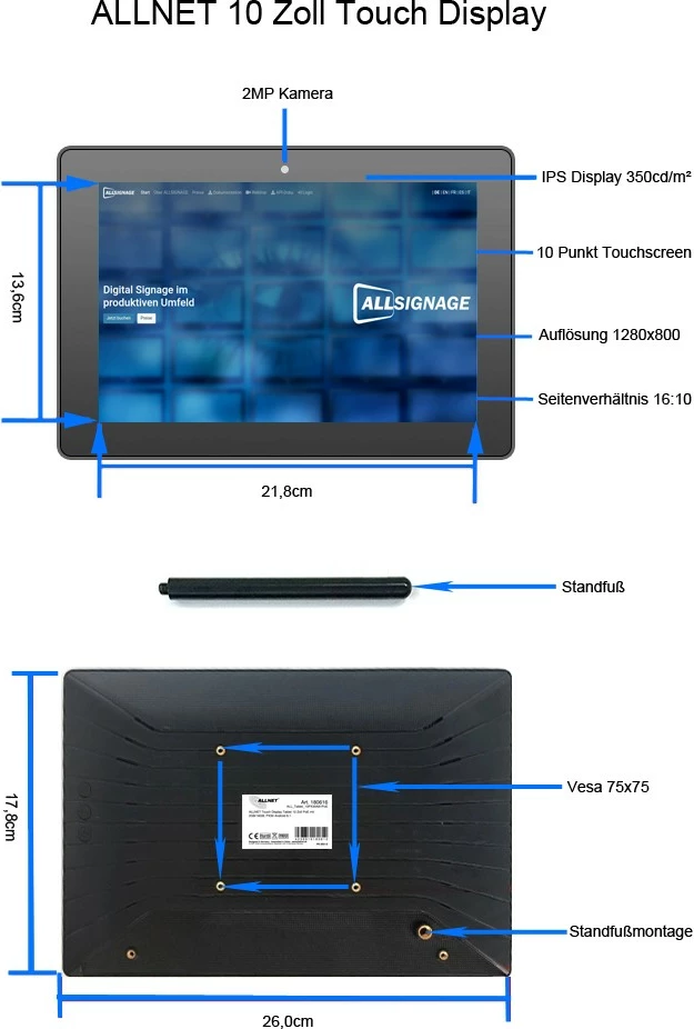 Tablica 12 palcev, 8GB/64GB, Android 13 ALLNET PrimeOne-120
