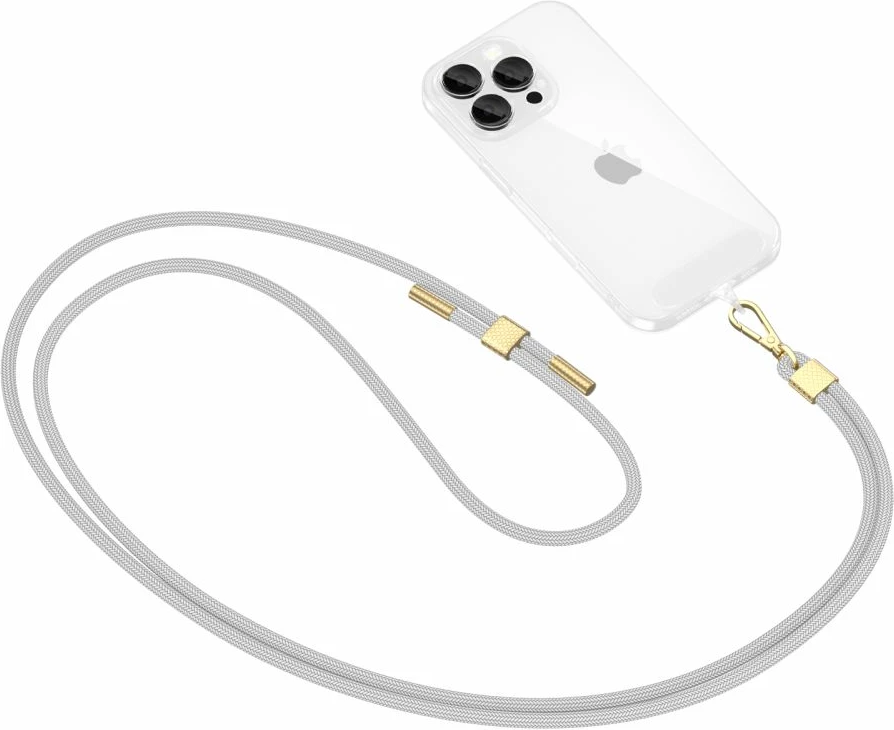 Praktičen crossbody trak za telefon Tech-Protect C2S, nastavljiv, siva, komplet z 2 adapterjema