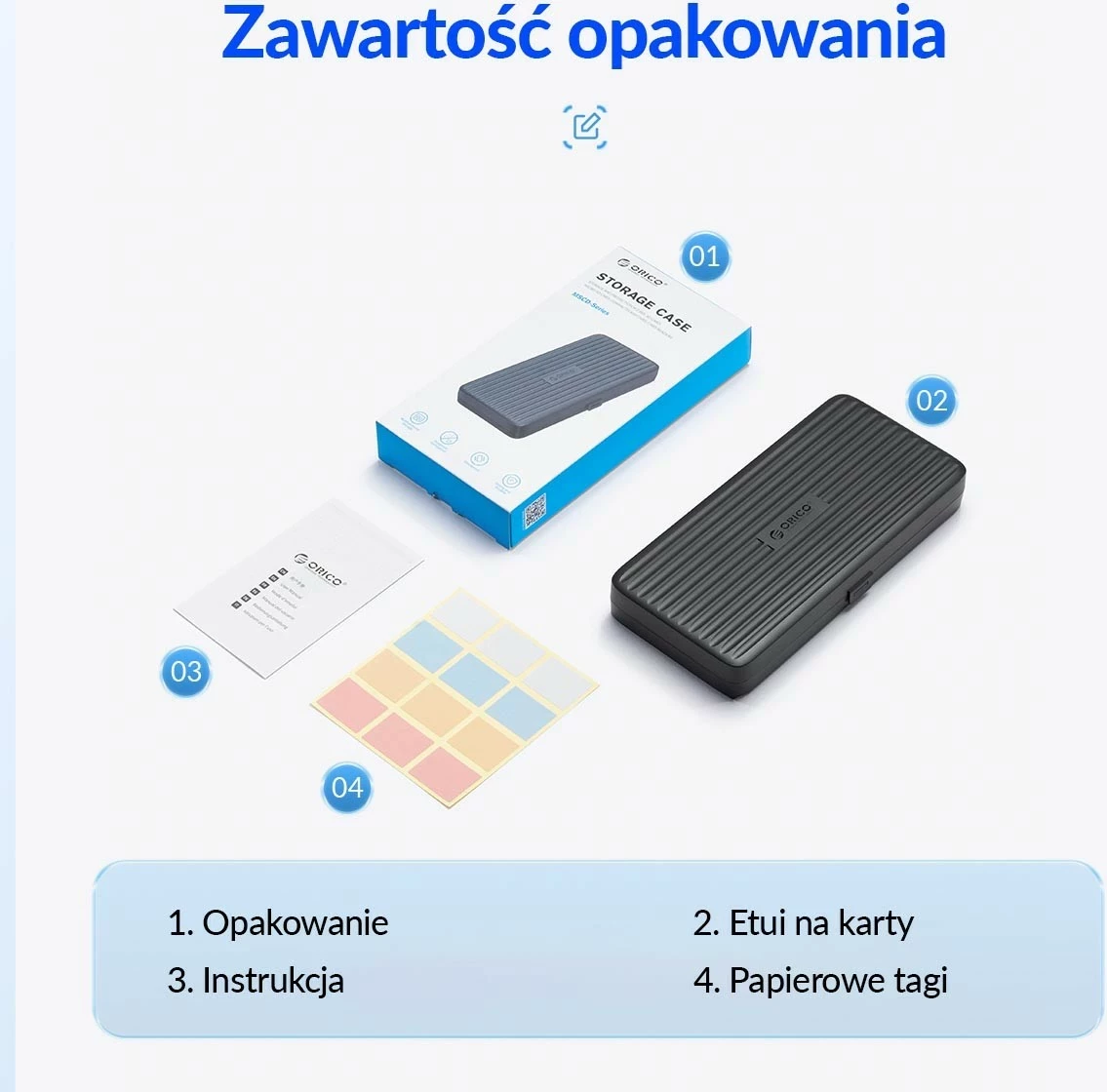 Držalo za pomnilniške kartice Orico, 12×SD, 6×CF, črno-modro