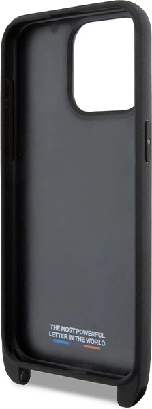 Ovitek za telefon BMW M Edition Carbon Stripe & Strap za iPhone 15 Pro, črn