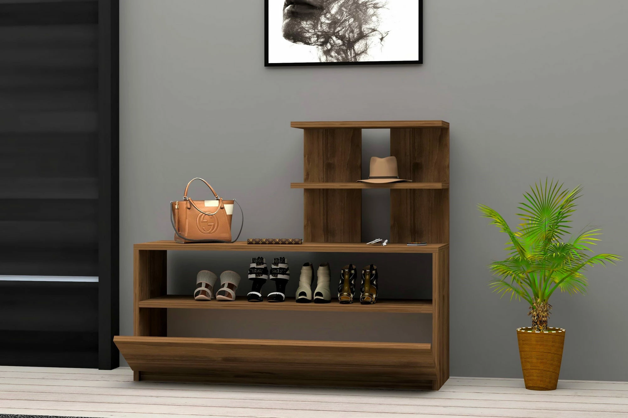 Omara za čevlje Airy, Hanah Home, oreh