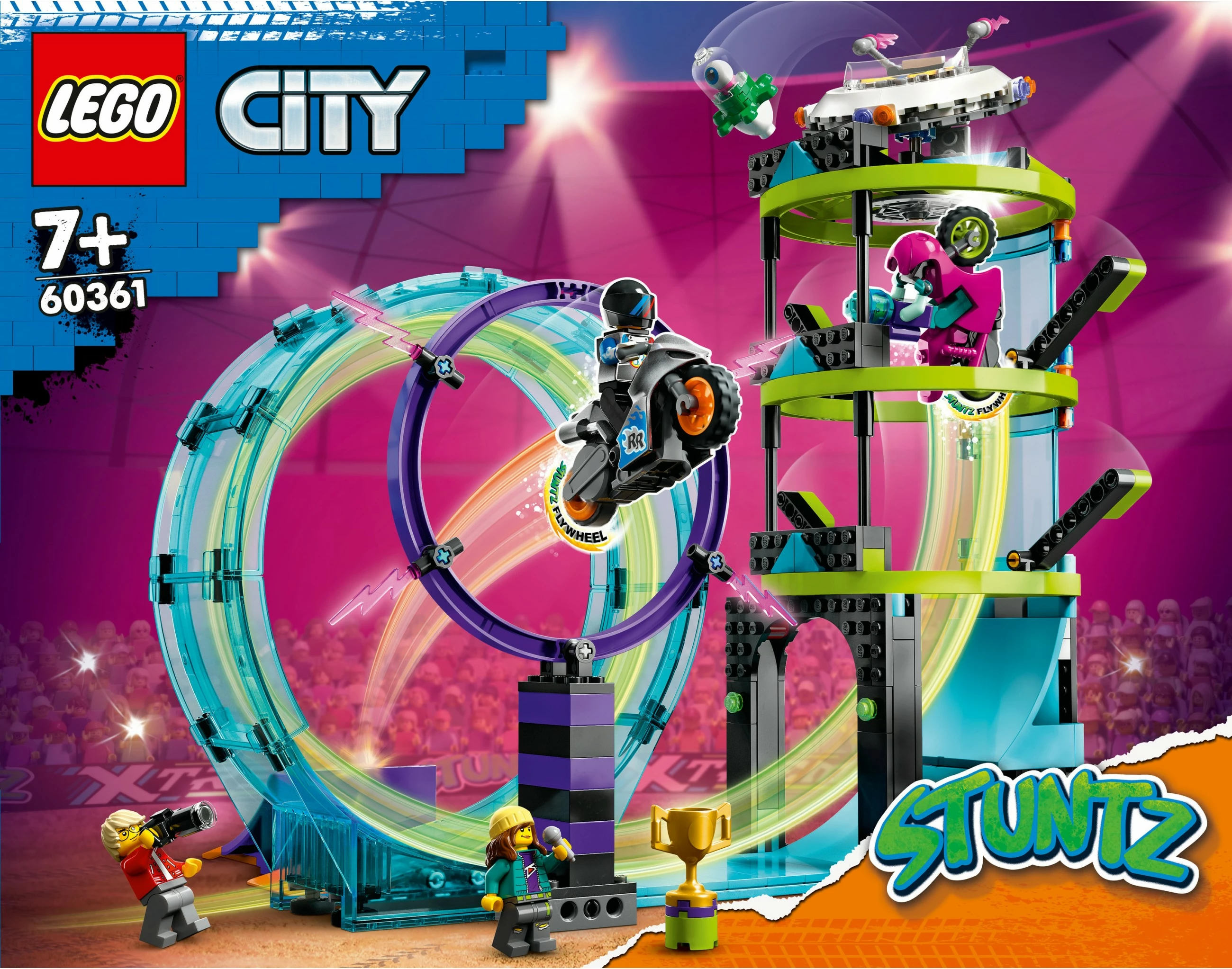 Set gradnje Ultimate Stunt Riders Challenge, LEGO City, 385 kosov, večbarven