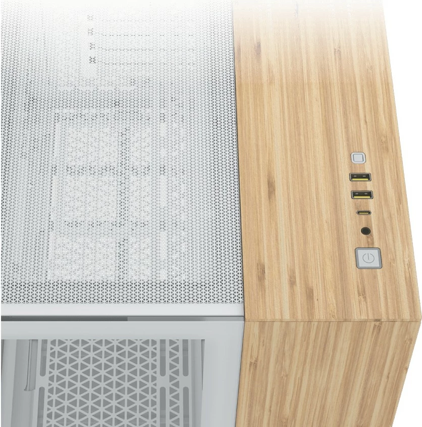 Računalniško ohišje Corsair 2500X mATX, kaljeno steklo, belo/bambus