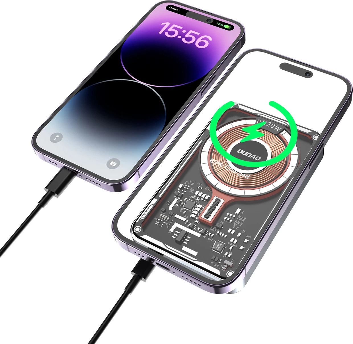 Power bank Dudao TGK1, 10000 mAh, MagSafe brezžično, 20 W, črn