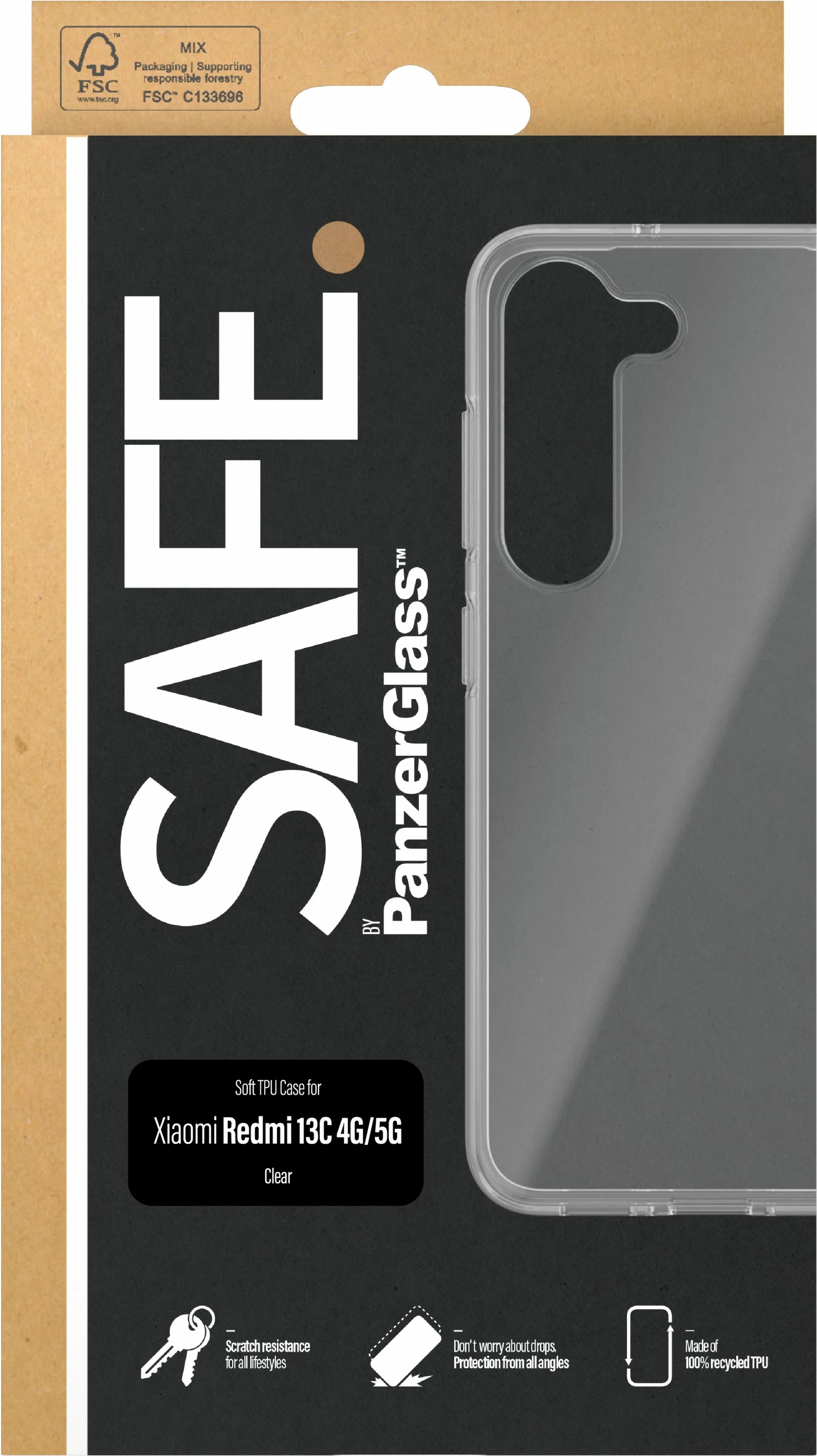 Prozoren ovitek PanzerGlass SAFE. za Xiaomi Redmi 13C