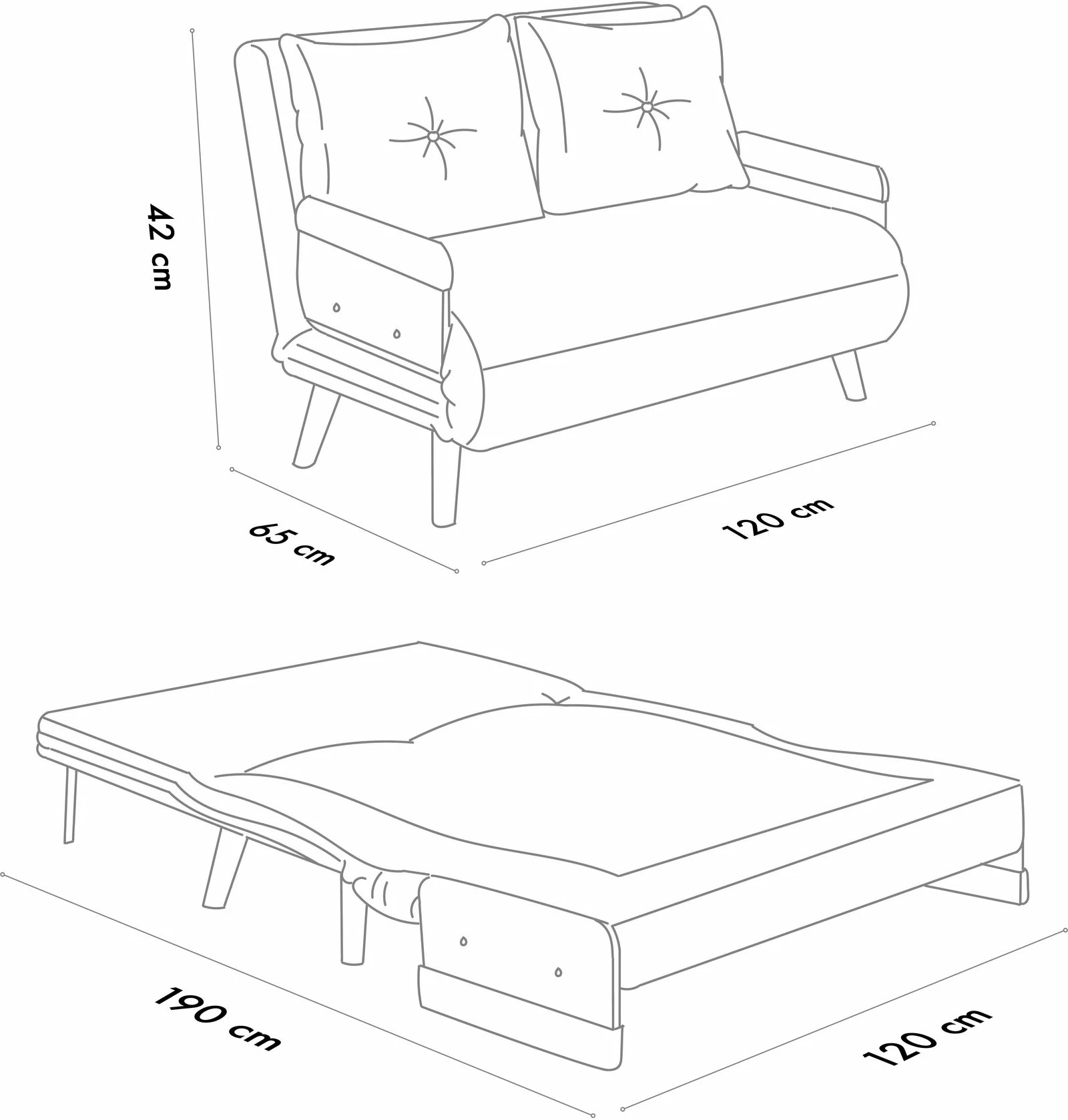 Raztegljiv dvosedežni kavč Cosmo, zelene barve