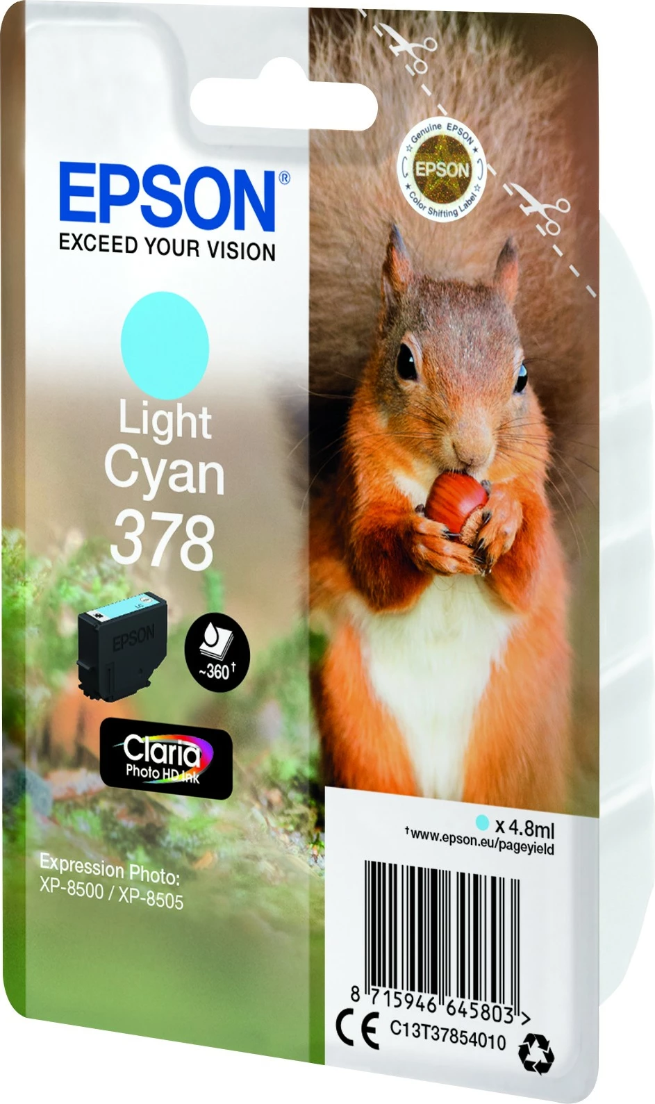 Bojilo svetlo cijan Squirrel Singlepack 378 Claria Photo HD, standardna zmogljivost, 4,8 ml