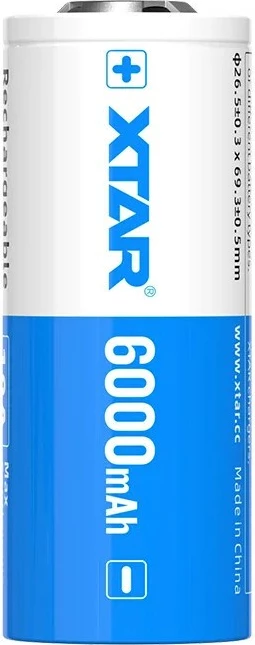 Polnilna baterija XTAR 26650, 6000 mAh, 3,6 V, Li-Ion, modro-bela