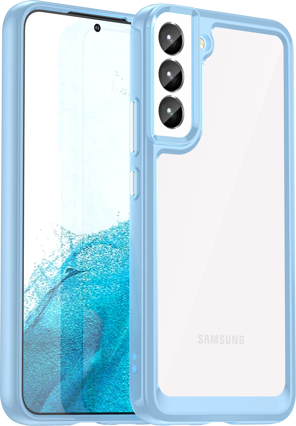 Zaščitni ovitek Outer Space Hurtel za Samsung Galaxy S23+, modra, silikonska stranica in trda zadnja plošča