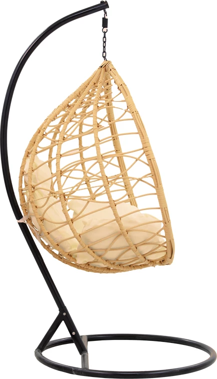 Viseči vrtni stol, kovinski, črn - PP naraven - blazina bež Hudson, 109x119x195 cm