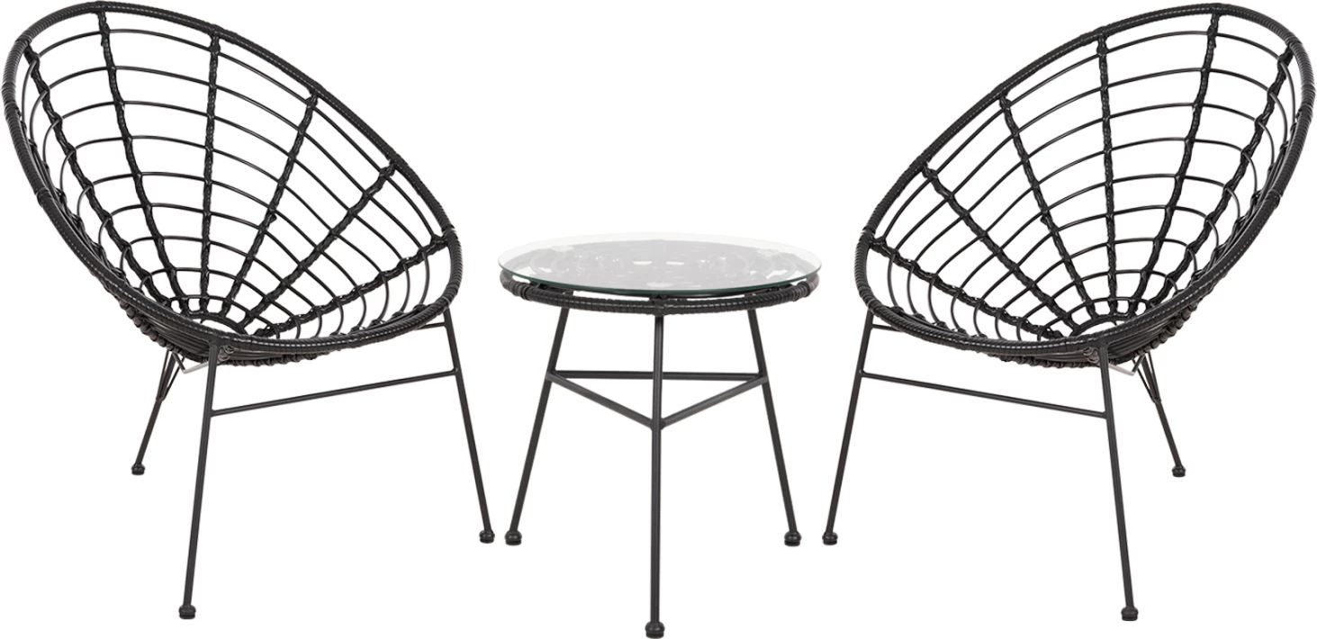 Zunanji lounge set 3 kosi ALLEGRA FH21047.12 črna sintetična ratan & kovina