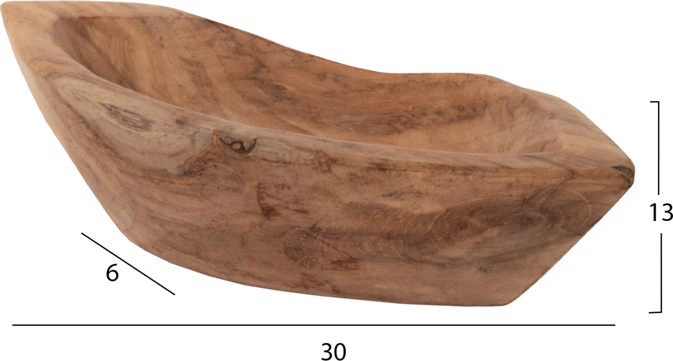Namizna dekorativna skleda FH9632 iz tikovine 30x6x13Hcm