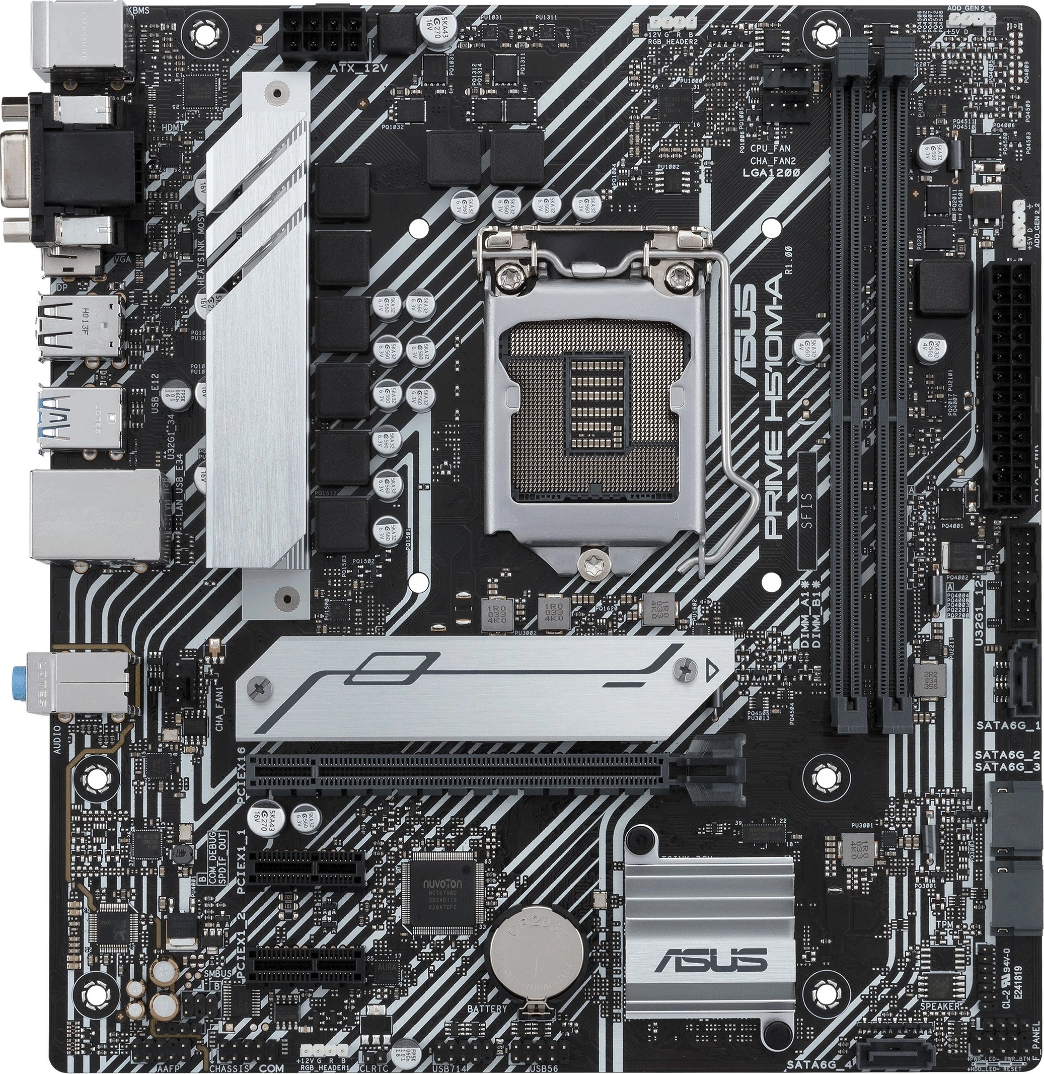 Plošča za matično ploščo ASUS PRIME H510M-A, Socket LGA 1200, Intel® Celeron®, Intel® Core™ i5, i7, i9, Intel® Pentium®, DDR4-SDRAM, 64 GB, DIMM