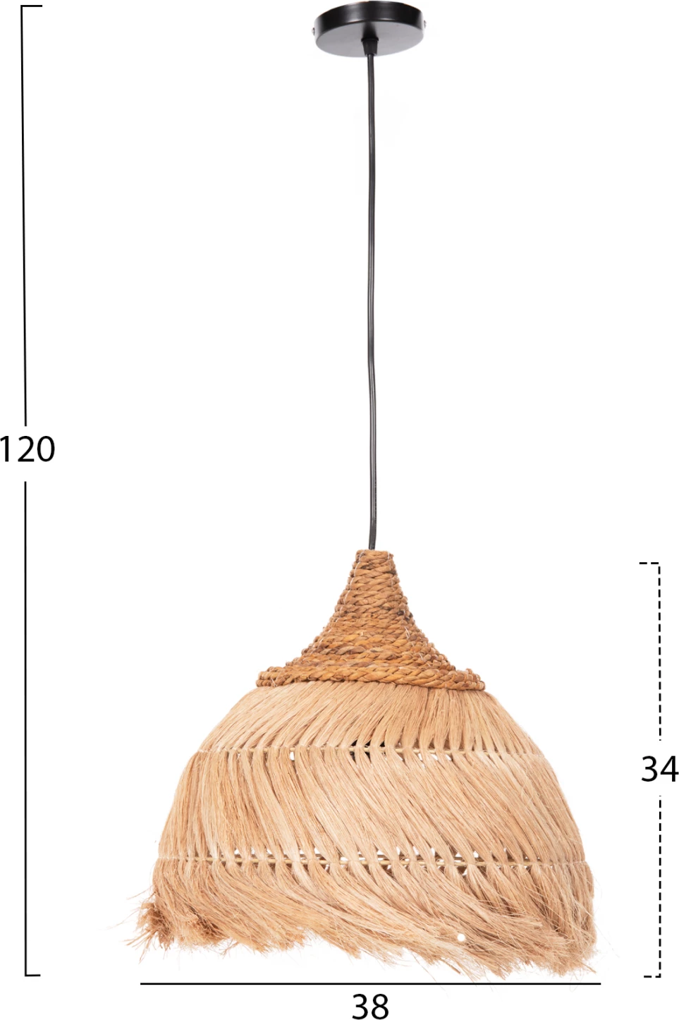 Stropna viseča svetilka iz mendong trave v naravni barvi Φ38x34-120Hcm
