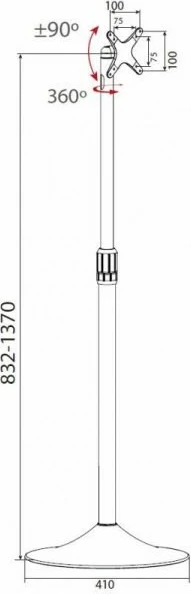 Stojalo za tla za monitor/TV, 13–27 palcev, nastavljivo, Techly 022632, srebrno