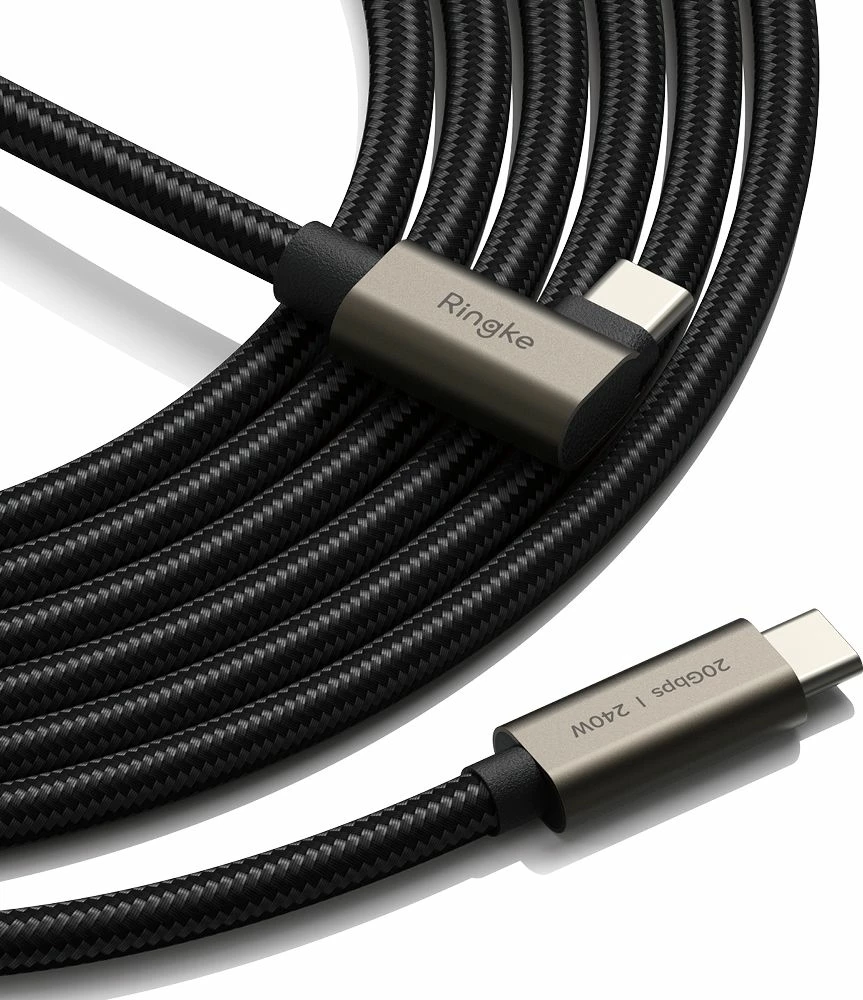 Kabel USB-C 3.2 Gen 2x2, 1 m, 240 W, Power Delivery 3.1, Ringke, črn