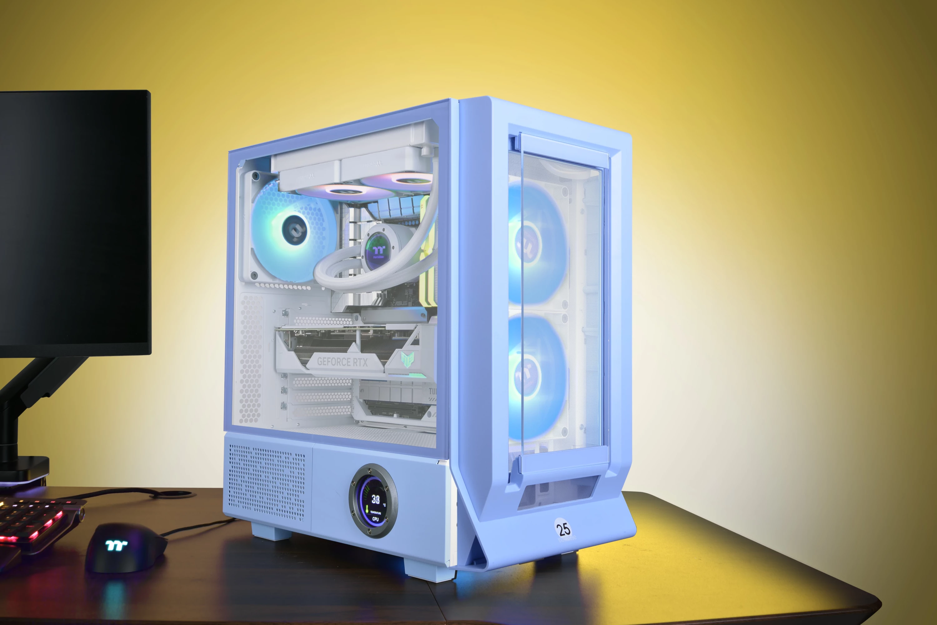 Računalniško ohišje midi Thermaltake Ceres 350 MX, Hydrangea Blue, kaljeno steklo, RGB