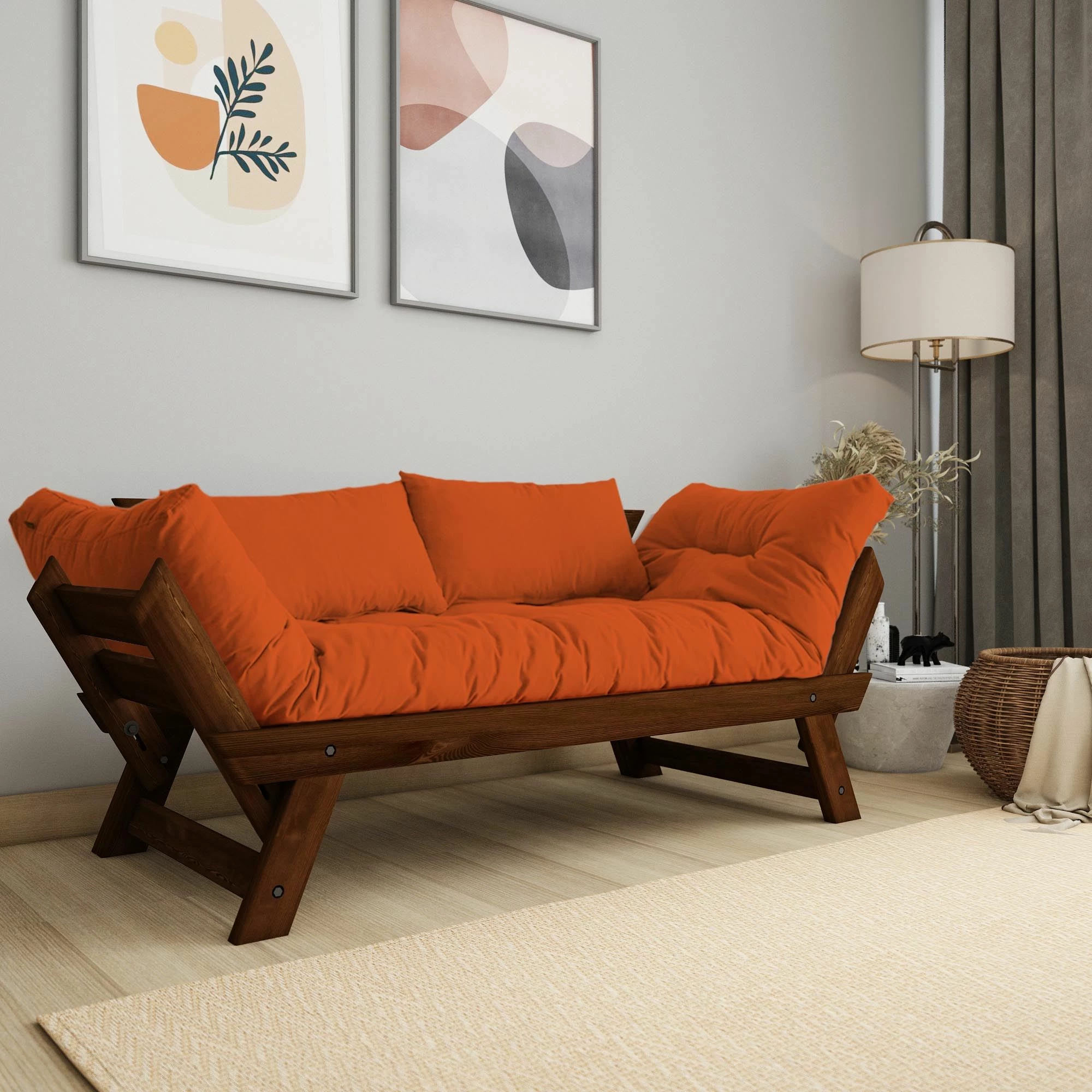 Raztegljiva 2-sedežna sofa, rjava in oranžna, Skye Decor, CPT8173-210
