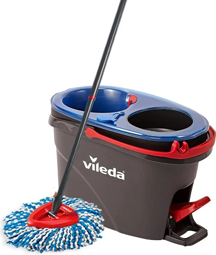 Mop z vrtljivim sistemom Vileda H2prO s sadilnikom, mikrovlaken, črn