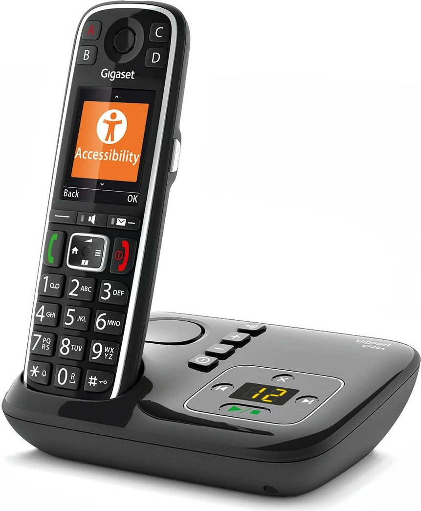 Analog/DECT telefon z brezžičnega slušalca Gigaset E720A, 200 stikov, ID klicatelja, SMS, črn