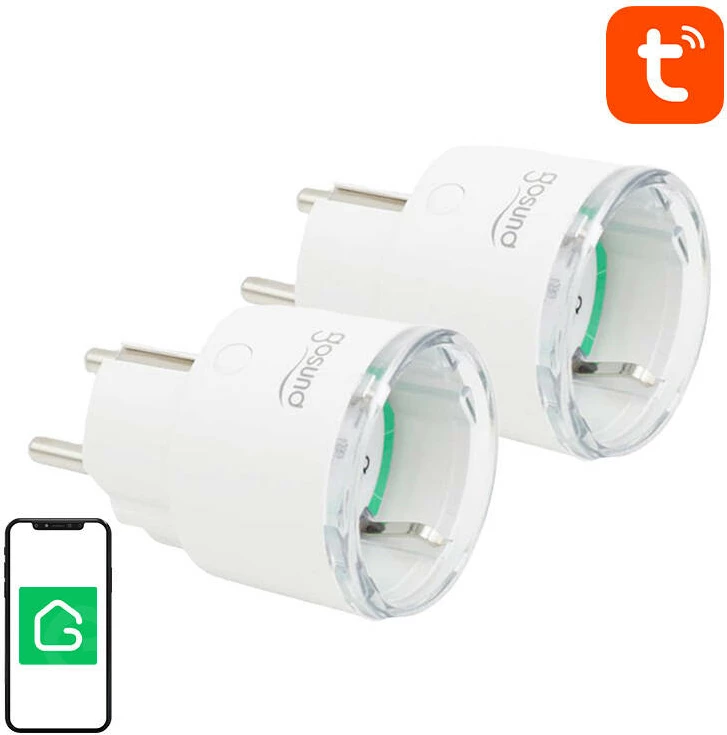Pametna vtičnica WiFi Gosund SP111, 3680 W, 16 A, Tuya, komplet 2 kosa, bela
