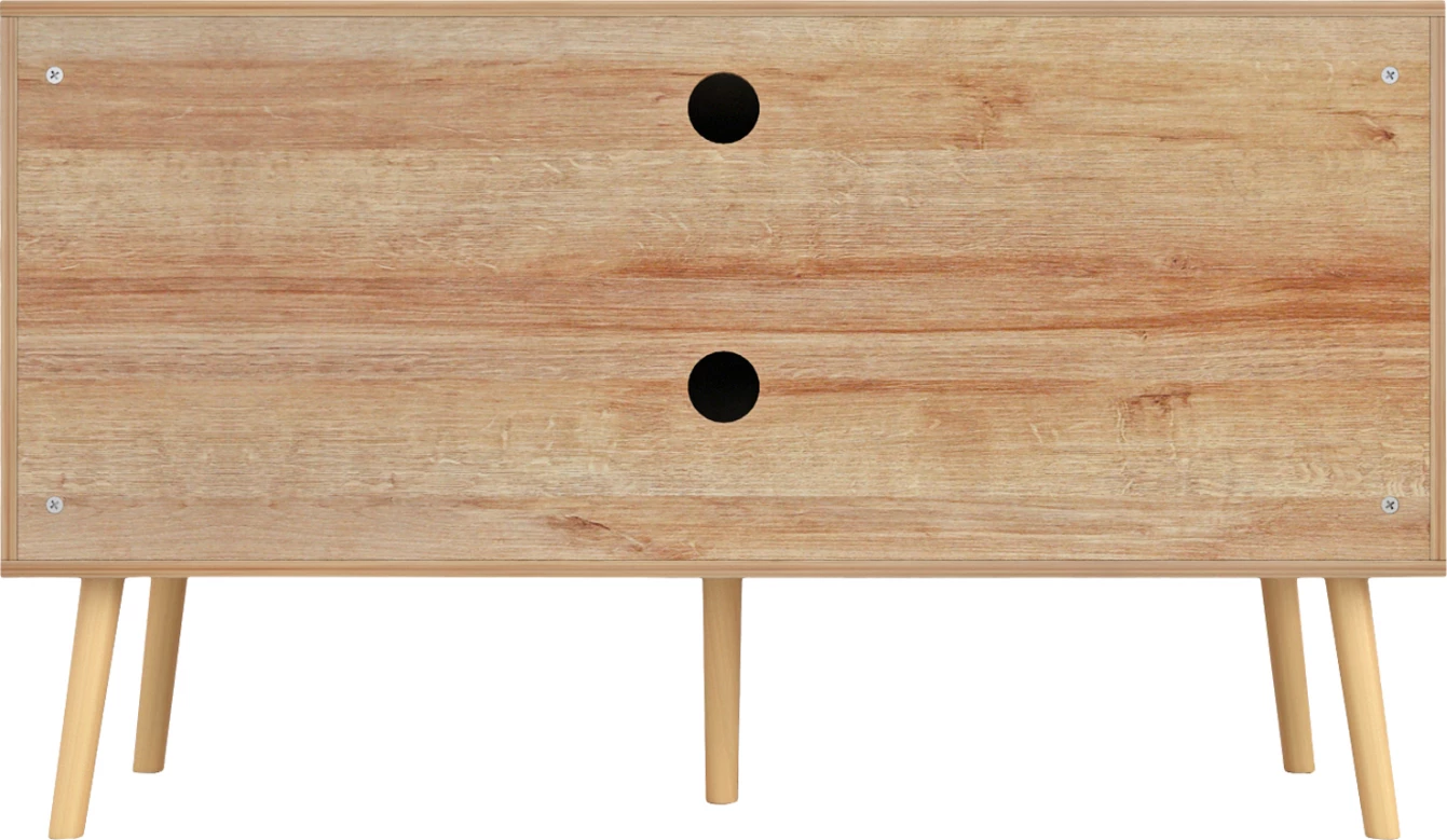 TV stojalo iz melamina z ratanovimi vrati COLM FH9223.11 naravna barva 120x39x56,5Hcm
