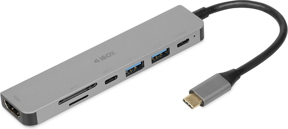 Dock za prenosnik IBOX IUH3SL4K, USB 3.2 Gen 1 (3.1 Gen 1) Type-C, Power Delivery 100W, srebrn