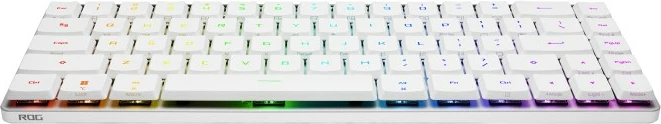 Kompaktna gaming tipkovnica ROG Falchion RX 65% Low Profile, ASUS, RGB, žična in brezžična, QWERTZ, bela
