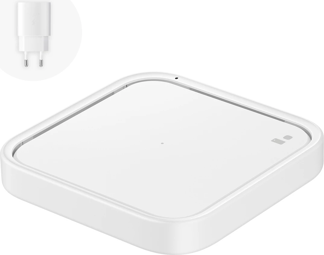 Brezžični polnilec, 15W, LED, USB-C, bel — Samsung EP-P2400TWEGEU, z napajalnikom