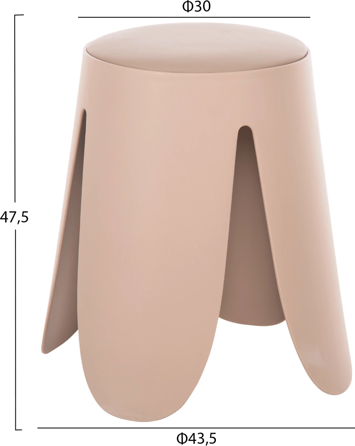 Stol DENTY FH9619.04 polipropilen v kapučino-PU sedež v kapučino Φ30x47.5Hcm