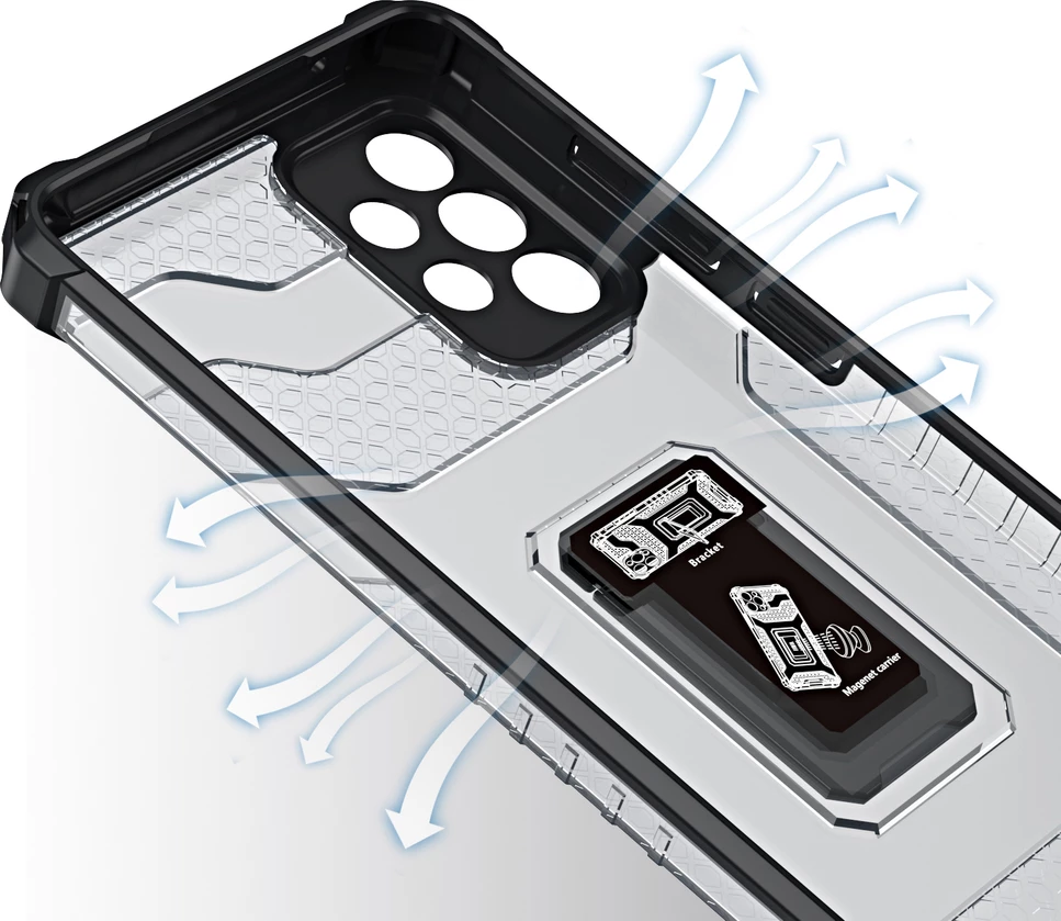 Ovitek za telefon s kristalnim obročem in držalom za Samsung Galaxy A72 4G, Hurtel Crystal Ring Case, moder