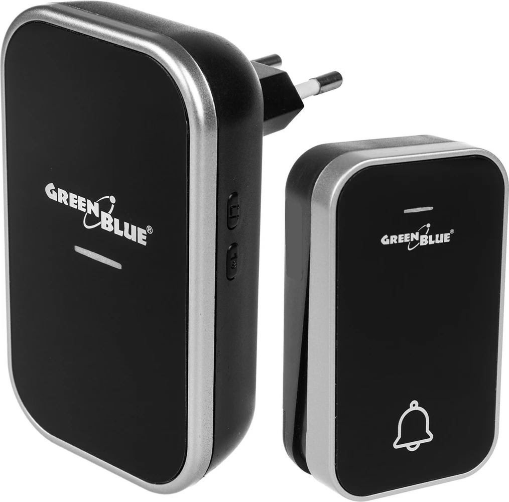 Brezžični zvonec za vrata brez baterij, GreenBlue GB157 B, IP44, črn