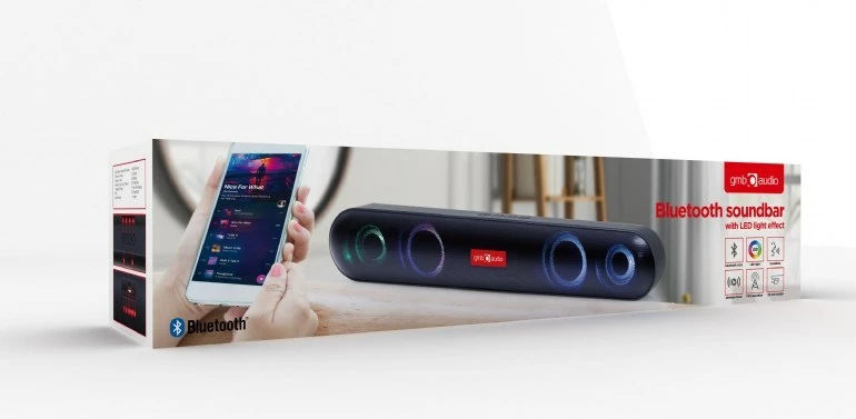 Soundbar Gembird SPKBT-BAR400L, 2.0 kanala, 10 W, črn