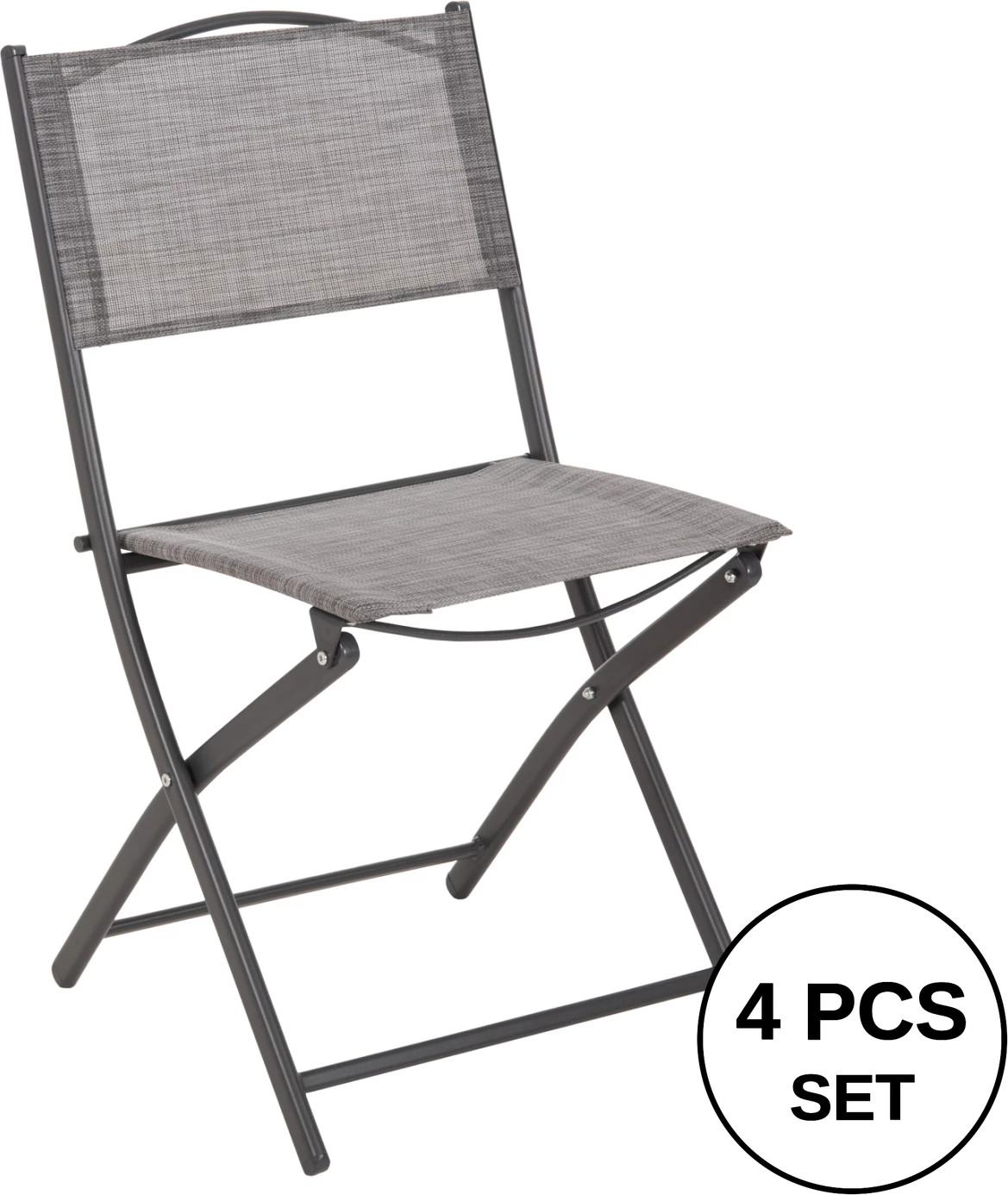 Zložljiv zunanji stol MAG FH5971.01 sivo kovinsko-siva tekstilena 45x51x81Hcm, set 4 kosov